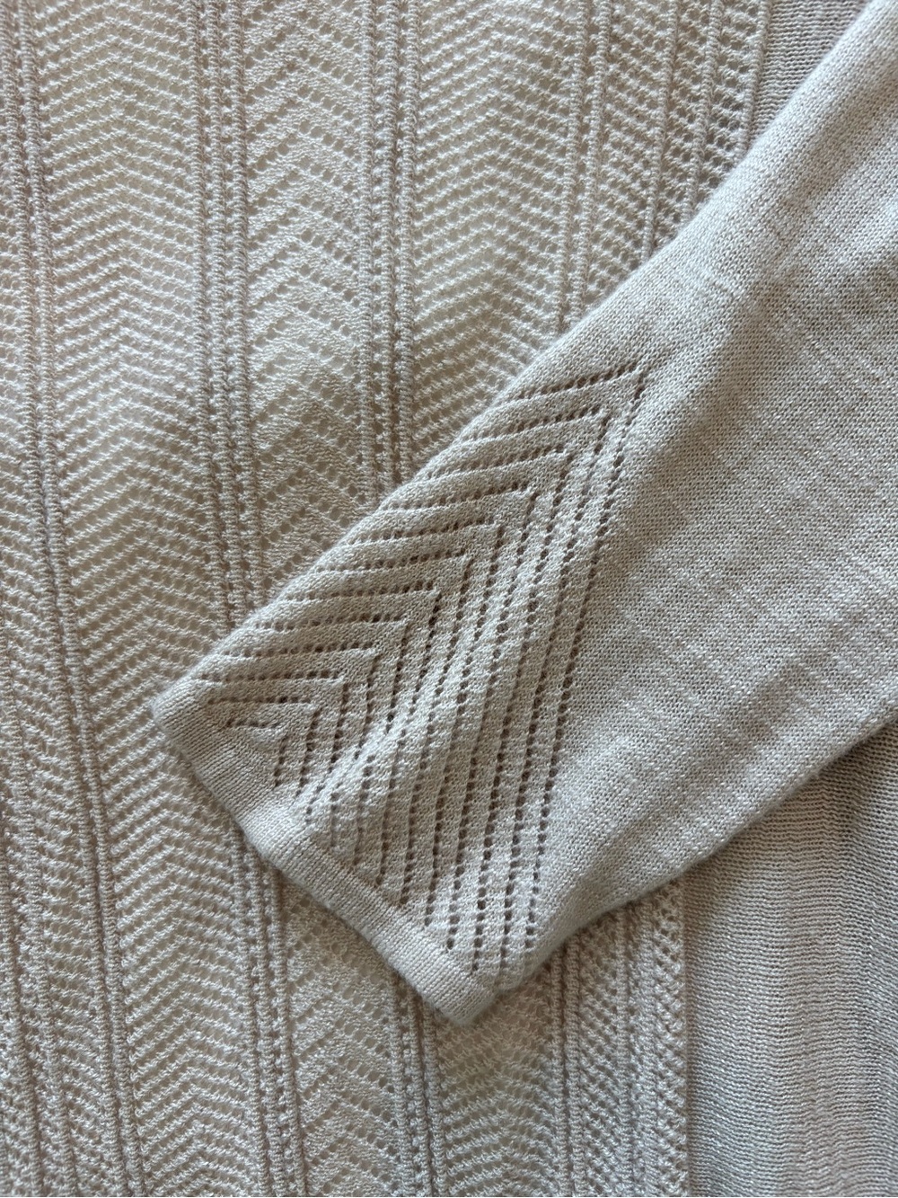 Charter Club Sz S Cream Pointelle Knit Cardigan Cotton Delicate 3/4 Sleeve - Picture 6 of 11